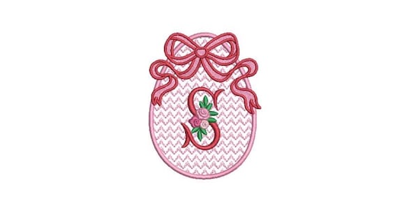 Easter Egg With Bow - Machine Embroidery File design - 4 x 4 inch hoop - instant download