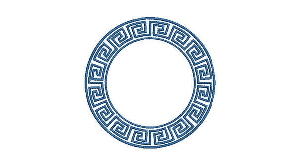 Greek Key Circle Monogram Frame -  Machine Embroidery File design -  4x4 hoop - Round Border Frame