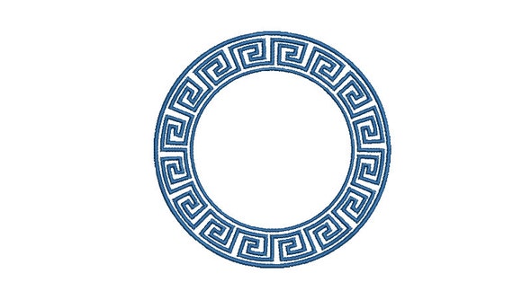 Greek Key Circle Monogram Frame -  Machine Embroidery File design -  4x4 hoop - Round Border Frame