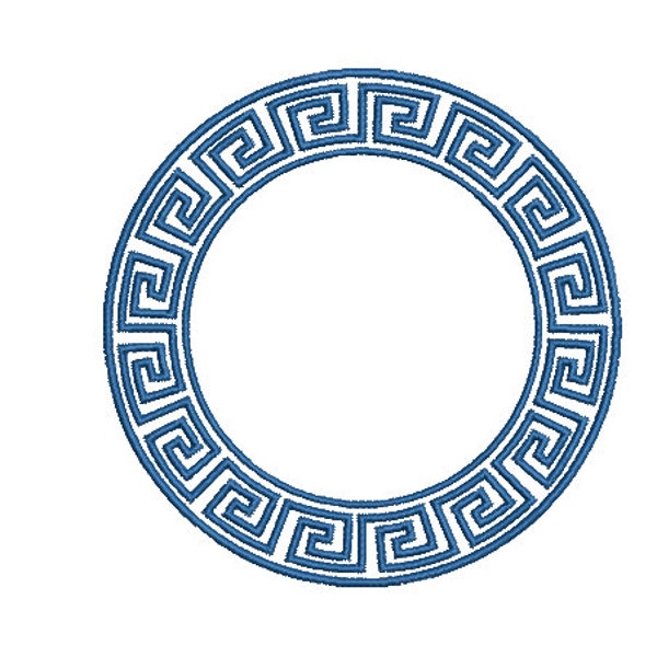 Greek Key Circle Monogram Frame -  Machine Embroidery File design -  4x4 hoop - Round Border Frame