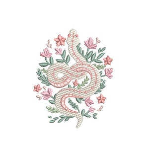 Pretty Flowers Snake Machine Broderie File design 4 x 4 pouces cerceau - Floral brodery design - téléchargement instantané