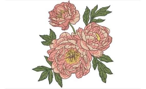 Peonies Machine Embroidery File design 8 x 8 inch hoop - Peony Embroidery File - Flower Embroidery Design