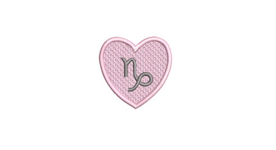 Capricorn Heart Patch Zodiac Embroidery Design - Machine Embroidery File designs - 4x4 inch hoop - instant download - Star Signs Embroidery