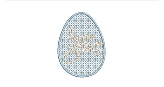 Cross Stitch Easter Egg Design - 7cm- Happy Easter Machine Embroidery File design - 4x4 inch hoop - Easter Embroidery