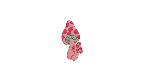 Pink Mushrooms Machine Embroidery File design  - 4 x 4 inch hoop - Woodland Mushrooms Embroidery Design - 3 inch design