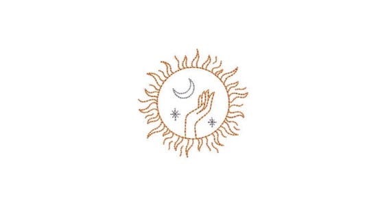 Sun Moon Stars - Machine Embroidery File design - 4x4 inch hoop - instant download - 3 inch embroidery size