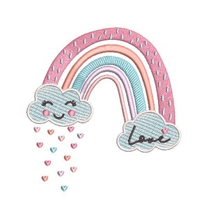 Love Rainbow Machine Embroidery File design  - 5 x 7 inch hoop sideways - Rainbow Embroidery Design