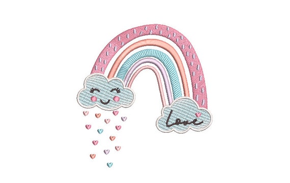 Love Rainbow Machine Embroidery File design  - 5 x 7 inch hoop sideways - Rainbow Embroidery Design