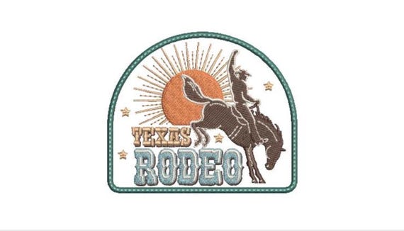 Texas Rodeo Machine Embroidery File design - 5x7 inch hoop - Western Embroidered Patch Design Download