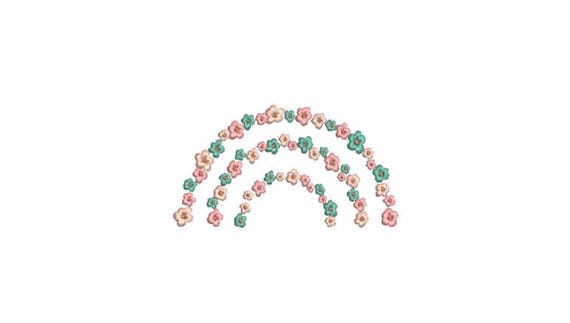 Flower Rainbow - Machine Embroidery File design - 4x4 inch hoop - Monogram Frame - Rainbow Embroidery Design