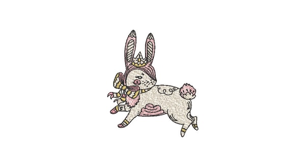 Machine Embroidery - Bunny Bow Princess - Embroidery File design - 4x4 inch hoop - Rabbit Embroidery