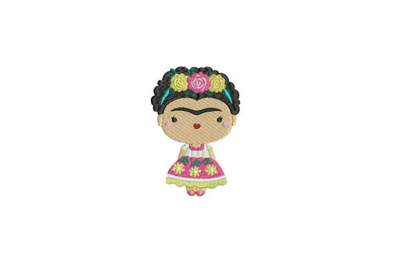 Mexican Girl With Flower Crown Machine Embroidery File design 4x4 inch hoop Embroidery Patch - instant download