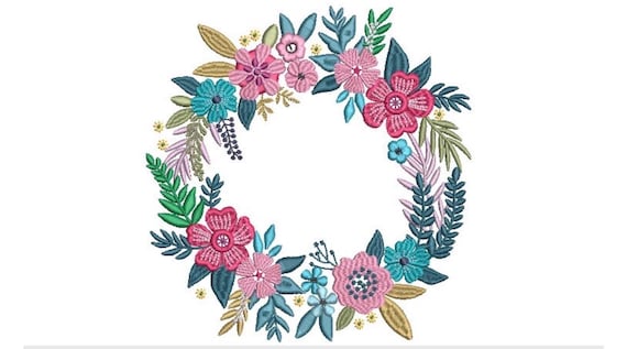 Pretty Floral Wreath Machine Embroidery File design -  6x10 inch hoop - Machine Embroidery Design