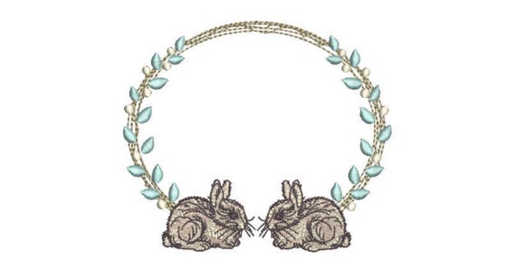 Bunny Monogram Frame  - Machine Embroidery File design 5 x 7 inch hoop - Easter Embroidery Design