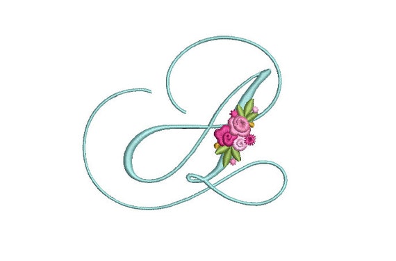 Pretty Rose Script LETTER A  Machine Embroidery File design - 5 x 7 inch hoop - Monogram design