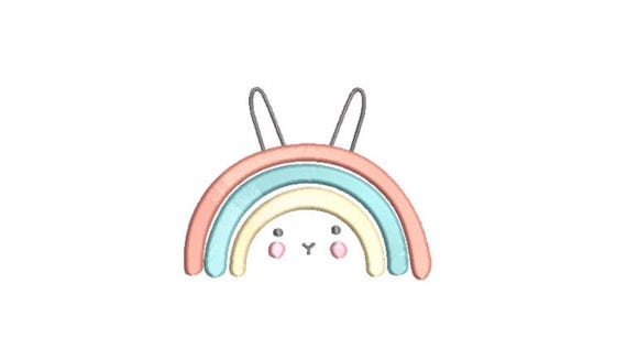 Bunny Rainbow  - Machine Embroidery File design 4 x 4 inch hoop - Easter Embroidery Design