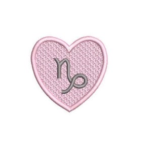 Capricorn Heart Patch Zodiac Embroidery Design - Machine Embroidery File designs - 4x4 inch hoop - instant download - Star Signs Embroidery