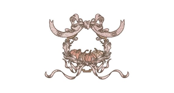Sweet Pumpkin Bow Wreath Frame Machine Embroidery File design - 5x7 hoop - instant download