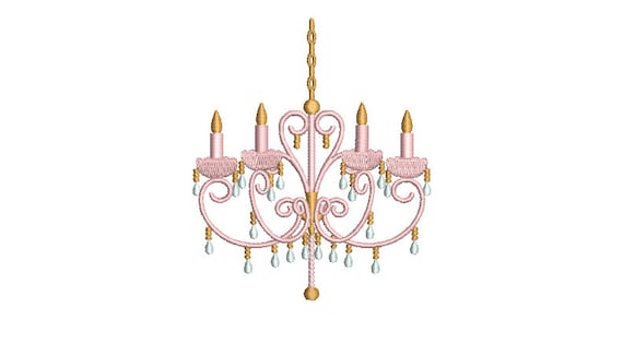 Chinoiserie Chic - Pastel Chandelier Machine Embroidery File design  - 4x4 inch hoop