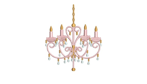 Chinoiserie Chic - Pastel Chandelier Machine Embroidery File design  - 4x4 inch hoop