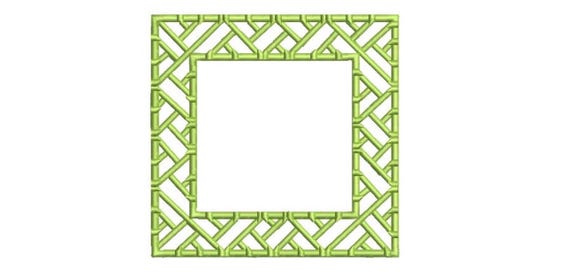 Chinoiserie Chic Square Bamboo Frame Machine Embroidery File design 5x7 hoop