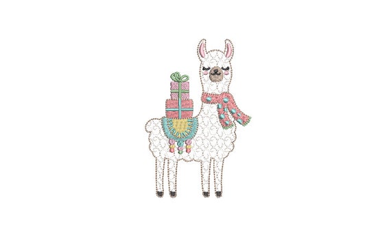 Llama Presents Machine Embroidery File design - 4x4 inch hoop - instant download - Motif fill llama