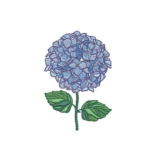 Blue Hydrangea Embroidery - Hamptons Style Design - Machine Embroidery File design - 4 x 4 inch hoop - Instant Download