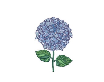 Blue Hydrangea Embroidery - Hamptons Style Design - Machine Embroidery File design - 4 x 4 inch hoop - Instant Download