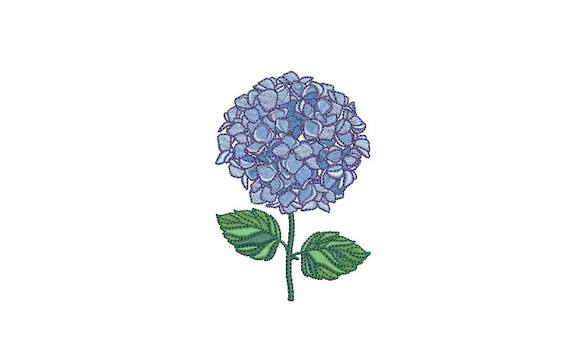 Blue Hydrangea Embroidery - Hamptons Style Design - Machine Embroidery File design - 4 x 4 inch hoop - Instant Download