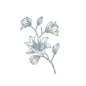 Magnolia Machine Embroidery File design 4 x 4 inch hoop - in the hoop - instant download