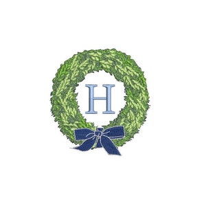 Broderi av buxbomskrans i Chinoiserie - Hamptons Design - Maskinbroderifildesign - 10 x 10 cm ring - Direkt nedladdning