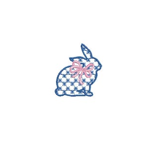 Little Bow Bunny Embroidery - Machine Embroidery File design 4 x 4 inch hoop - 2 inch bunny