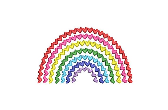 Heart Rainbow Machine Embroidery File design  - 5 x 7 inch hoop sideways - Rainbow Embroidery Design