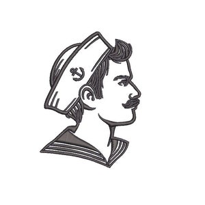 Sailor Embroidery - Retro Seaman Sailor Tattoo Machine Embroidery File design 4 x 4 inch hoop - instant download