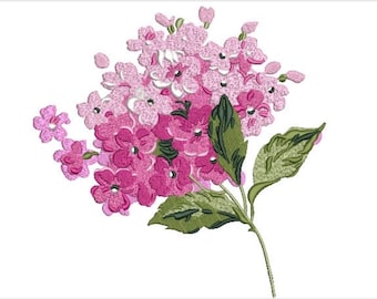 Pink Hydrangea Embroidery - Flower Machine Embroidery File design - 8x8 inch hoop - instant download
