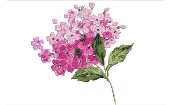 Pink Hydrangea Embroidery - Flower Machine Embroidery File design - 8x8 inch hoop - instant download