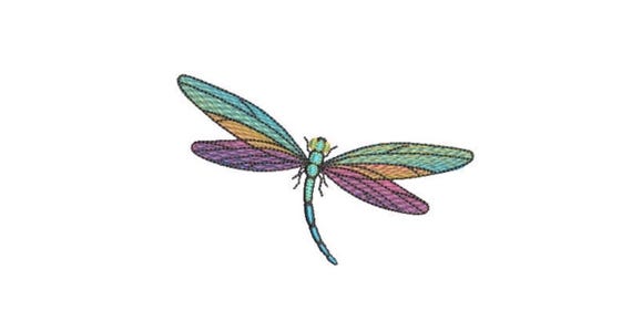 Dragonfly embroidery file  - Machine Embroidery File design - 4 x 4 inch hoop - Rainbow Dragonfly Embroidery Design - digital download