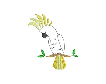 Australian Cockatoo Bird Machine Embroidery File design 5x7 hoop - instant download