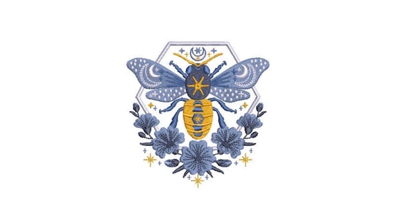 Cosmic Mystical Boho Bee Machine Embroidery File Design - 4x4 inch hoop - Bee Embroidery Instant download