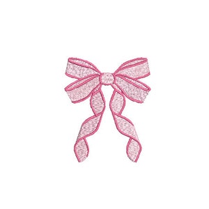 Pink Ribbon Bow Machine Embroidery File design - 3 x 3 inch hoop - Monogram Design - Bow embroidery Design