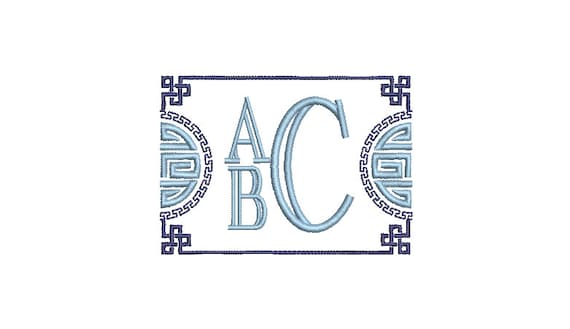 Chinoiserie Chic Monogram Frame - Machine Embroidery File design - 4x4 hoop