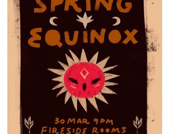 Spring Equinox Sun Art Print | Neo Folk Poster | Celestial Wall Art | 8x10" Fine Art Print