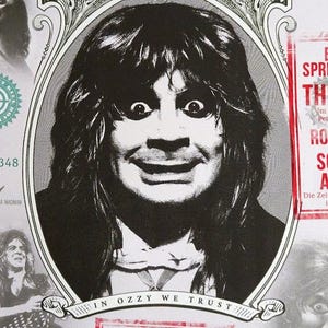 May include: A magazine cover featuring Ozzy Osbourne in a black and white portrait. The magazine is titled "ROCKS" and includes text such as "DAS MAGAZIN FÜR CLASSIC ROCK" and "IN OZZY WE TRUST". Other text includes "SPECIAL: POMP-ROCK!" and band names.
