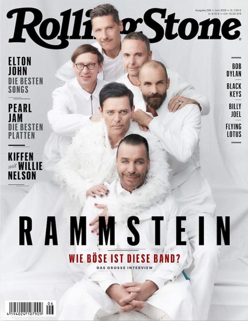 Rammstein Elton John Bob Dylan Joel White Revista Rolling Stone Alemania 2019-06 - Edición impresa original imagen 1