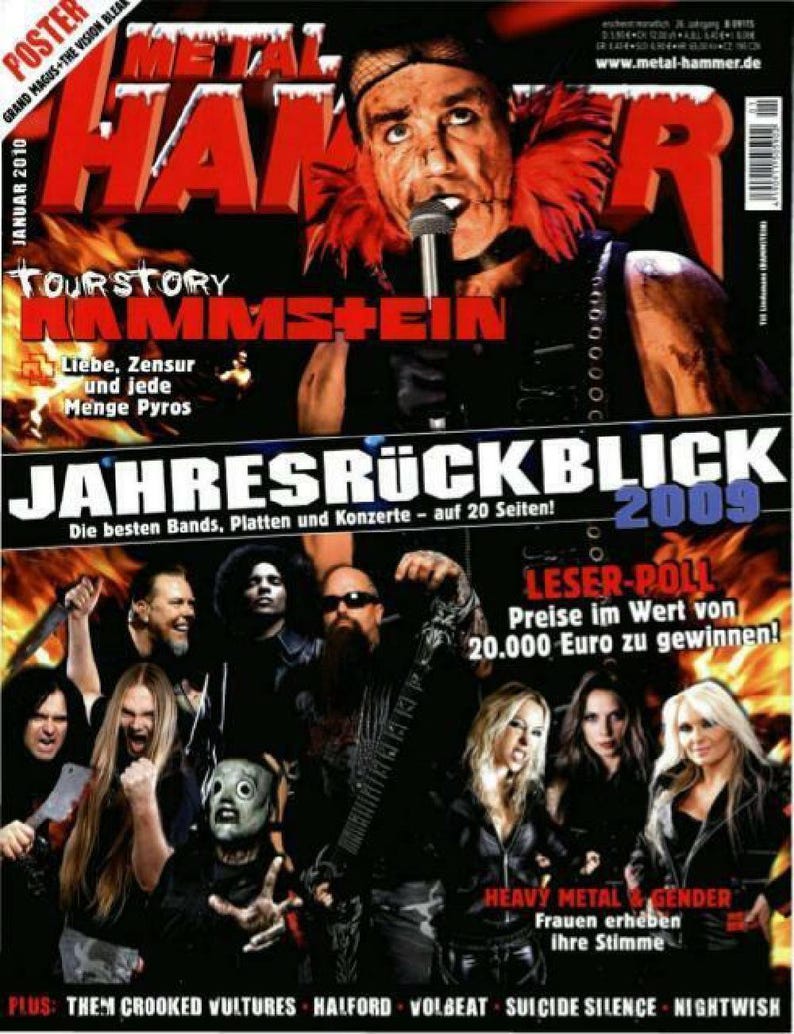 Slipknot Rammstein Volbeat Nightwish Metal Hammer Magazine Germany 2010-01 - Original Print Issue image 1