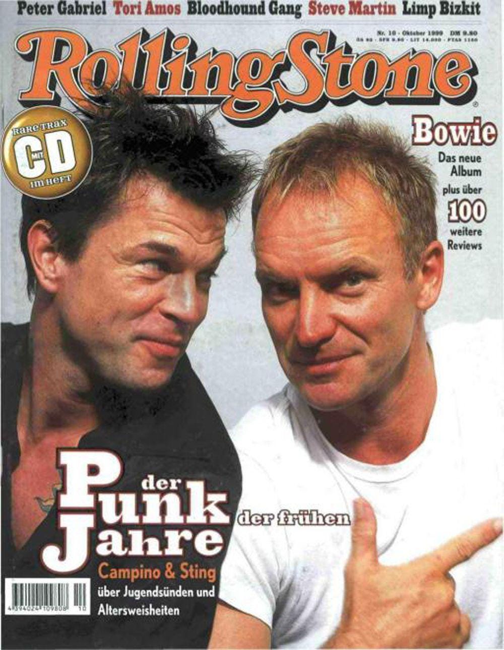 Rolling Stone Magazine Duitsland 1999-10 Campino Sting Bowie Peter Gabriel