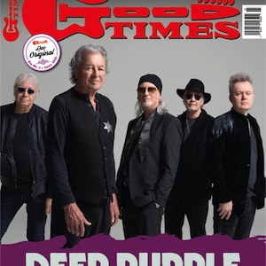 May include: The cover of Good Times magazine, issue 3/2026, features the band Deep Purple. Five band members stand in a row against a gray background. The magazine title is in large red letters, and the band name is in large white letters at the bottom.