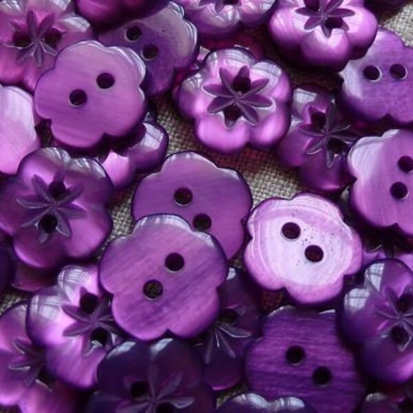 Set of 50 PURPLE cherry blossoms die cut buttons