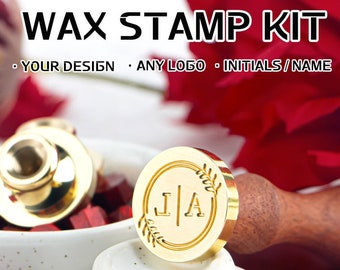Custom wax seal stamp kit, Personalized wax seals, Custom logo wax seal stamp kit for wedding invitation, Wax seal kit for gift