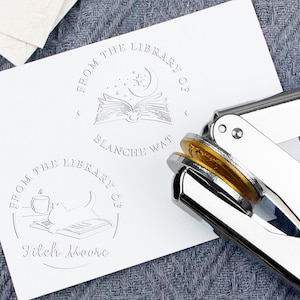 SELLO DE GRABACIÓN PARA LIBROS, Grabador de libros personalizado, Grabador de biblioteca personalizado, De la biblioteca de, El libro pertenece a, Ex Libris, Regalos para amantes de los libros
